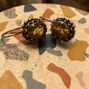 925 silver and citrine vintage earrings